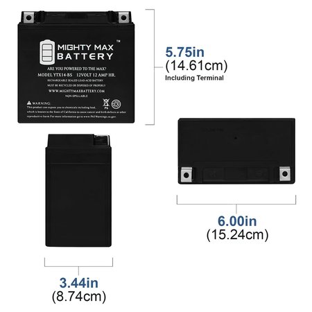 Mighty Max Battery YTX14-BS Replacement Battery for ExpertPower ETX14-BS MAX3952185